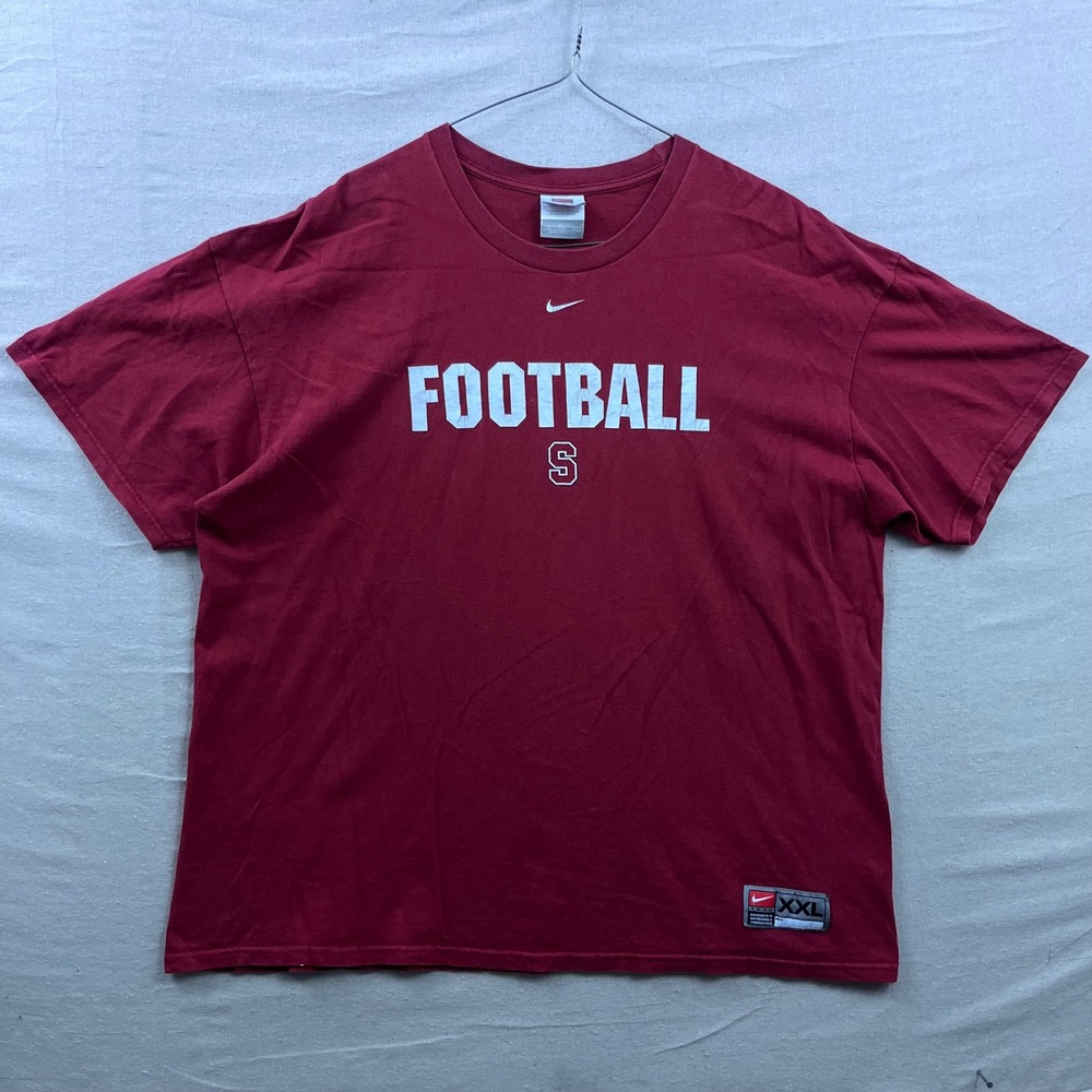 VTG Nike Stanford Cardinal Football T-Shirt XXL Maroon Short Sleeve Tee Athletic